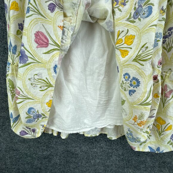 Aura Dress‎ Womens Small Linen Blend Tiered Ruffle Cottagecore Floral Boho Flowy - Picture 5 of 14